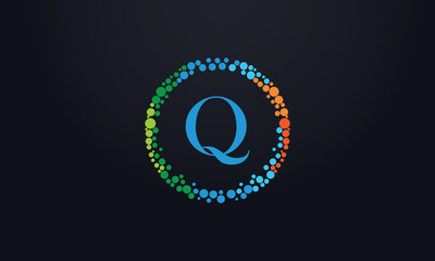 Fototapeta premium Dot circle logo and dot circle nutrition monogram vector design with dot circle symbol vector