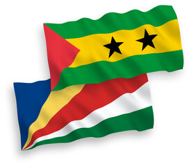 Flags of Saint Thomas and Prince and Seychelles on a white background