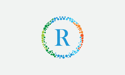 Dot circle logo and dot circle nutrition monogram vector design with dot circle symbol vector