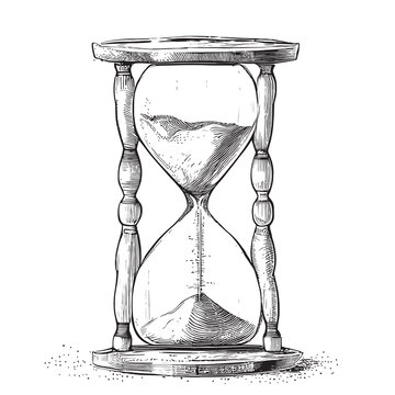 Hourglass hand drawn sketch engraving style Vector illustration.