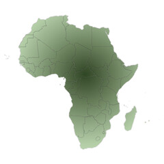 Detailed Africa Map on Green Background with Shadows (EPS Vector)