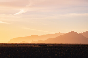 Landscape near the Plane Wreck during the sunset (Iceland)