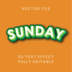 Sunday 3D text Effect Design Template Editable Vector 