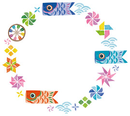 5月　こどもの日 　イラスト丸フレーム