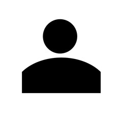 Contact icon of a single person.Black and white illustration
