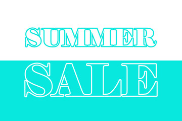 Summer sale. Colorful typography banner with word. Text caption, art lettering, creative colorful font. Rubric concept. Minimal design.