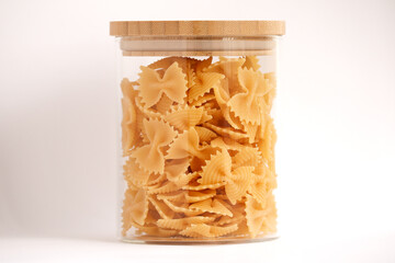 Farfalloni pasta in a jar