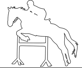 girl with horse jumping line art