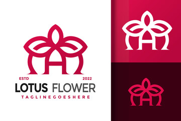 A Letter Lotus Flower Logo Design, brand identity logos vector, modern logo, Logo Designs Vector Illustration Template
