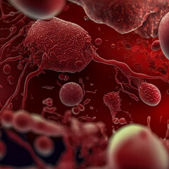 macro of human bloods. microscope view for education physiology .3d microbiology rendering