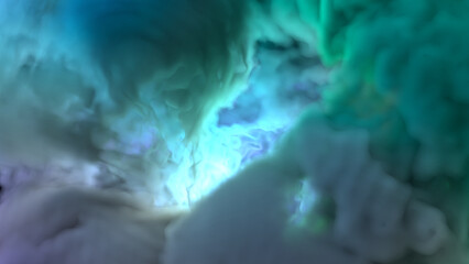 3D rendering of mass of colorful cloud or smoke. An abstract background