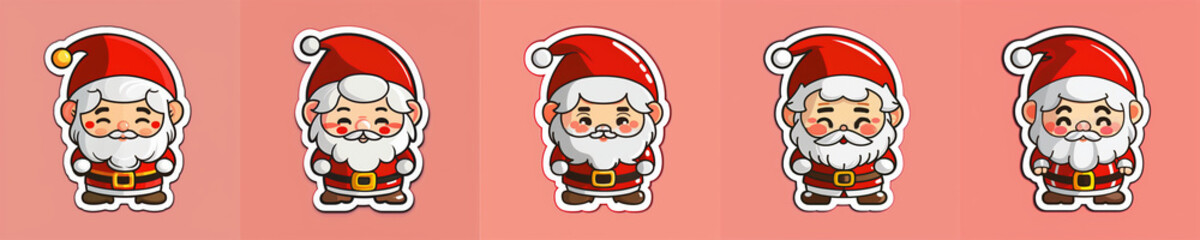 Christmas cute and adorable Santa Claus collection cartoon sticker vector 2d