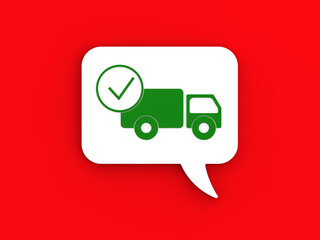 Notification of completed order. The product has been delivered. Delivery. concept of online trade. Horizontal image. 3D image. 3D visualization