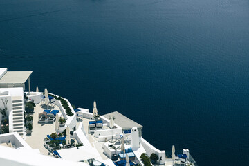 Relax view to Santorini Caldera of luxurious hotel