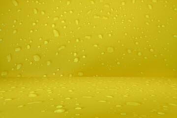 Defocus blurred water drops on orange background. waterdrops detail the background. Water splash, water spray background. Calm orange background with water drop.