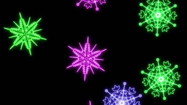 Christmas neon Santa Claus. Santa Claus 3D neon animation. Merry Christmas neon animation. New year.