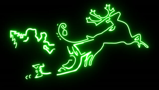 Christmas neon Santa Claus. Santa Claus 3D neon animation. Merry Christmas neon animation. New year.