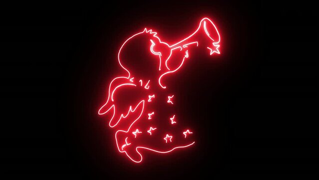 Christmas neon Santa Claus. Santa Claus 3D neon animation. Merry Christmas neon animation. New year.