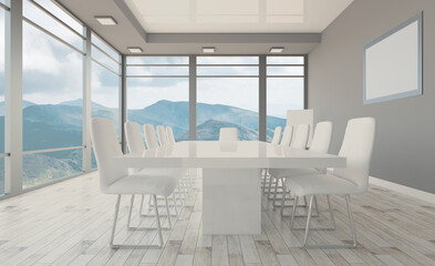 Obraz na płótnie Canvas Elegant office interior. Mixed media. 3D rendering.. Mockup. Empty paintings