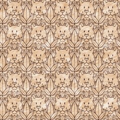 Cute safari wild tiger animal pattern for babies room decor. Seamless big cat furry brown textured gender neutral print design. 