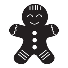 Ginger man template, Christmas cookies, black color template, isolated vector illustration icon