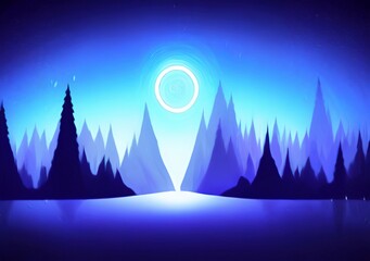 Fototapeta premium Digital drawing night forest landscape illustration