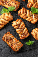Danish maple syrup, pecan nuts plaits pastry