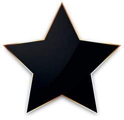 vector illustration of black colored star shape banner with gold frame