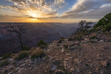 sunset at the grand canyon, arizona, usa