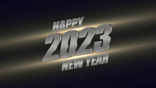 2023 years and Happy New Year with gold lines and glitters on black gradient, motion abstract holidays, awards, happy new year and winter style background