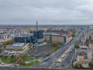 Hungary - The central police building in the heart of Budapest from drone view.