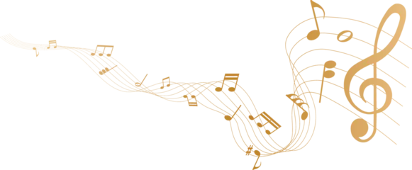 Draagtas vector illustration of gold colored sheet music - musical notes melody © agrus