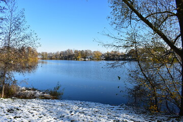 See-Winter-Bäume-Natur-Landschaft
