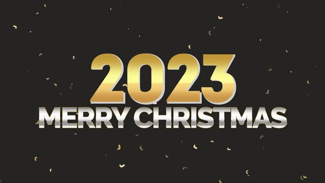 2023 years and Merry Christmas with gold glitters on black gradient, motion abstract holidays, awards, happy new year and winter style background