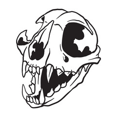 Cat Skull Illustration Coloring Page