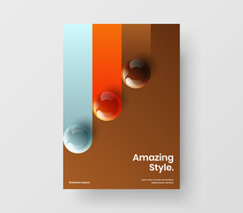 Simple book cover A4 vector design concept. Clean 3D spheres annual report illustration.