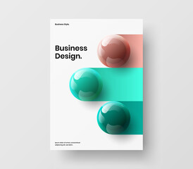 Trendy banner A4 vector design illustration. Amazing realistic balls company brochure layout.