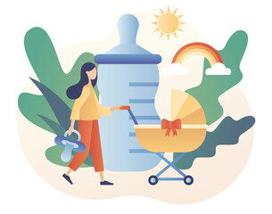 Babysitter service. Babysitting club. Nanny occupation. Childcare assistance. Family and nursery. Modern flat cartoon style. Vector illustration on white background
