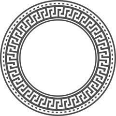 Circle greek frame. Round meander border. Decoration pattern. Fret traditional motif

