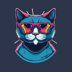 Cartoon Style of Cat Vector Logo Illustration Mascot