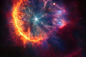 Fototapeta na wymiar A massive supernova explodes in space. 