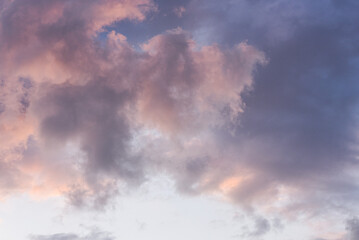 Red clouds in the sky. Sunset. Panorama. Background.
