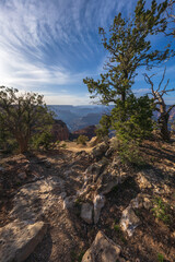hiking the rim trail at the grand canyon, arizona, usa