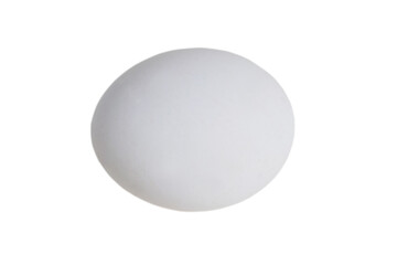 A white egg isolate lies sideways on a white background with copy space