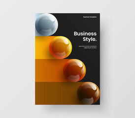 Minimalistic realistic balls postcard layout. Creative journal cover A4 design vector illustration.