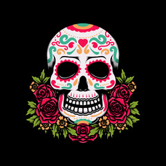 mexico skull festival illustration
