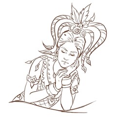 the girl with a costume digital art for card illustration background