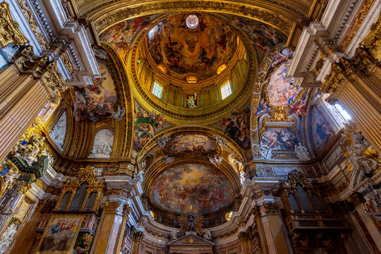 Rome, Italy - October 2022: Church of the Gesu interiors