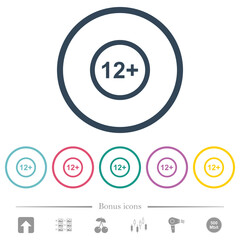 Obraz premium Allowed above 12 years only flat color icons in round outlines