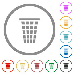 Single empty tall trash solid flat icons with outlines
